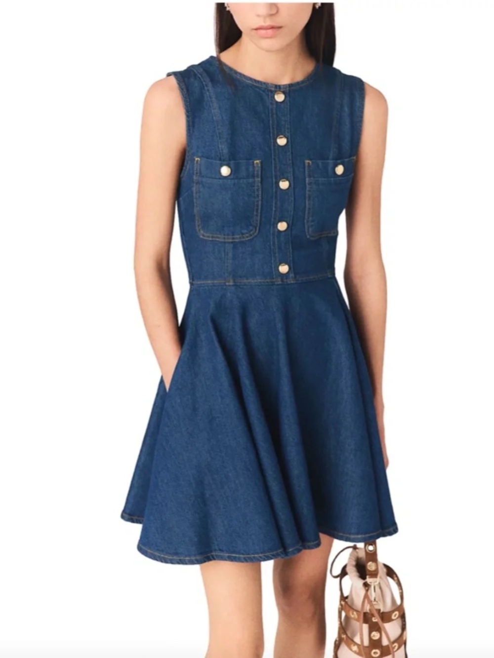 Risunim Flared Mini Denim Dress